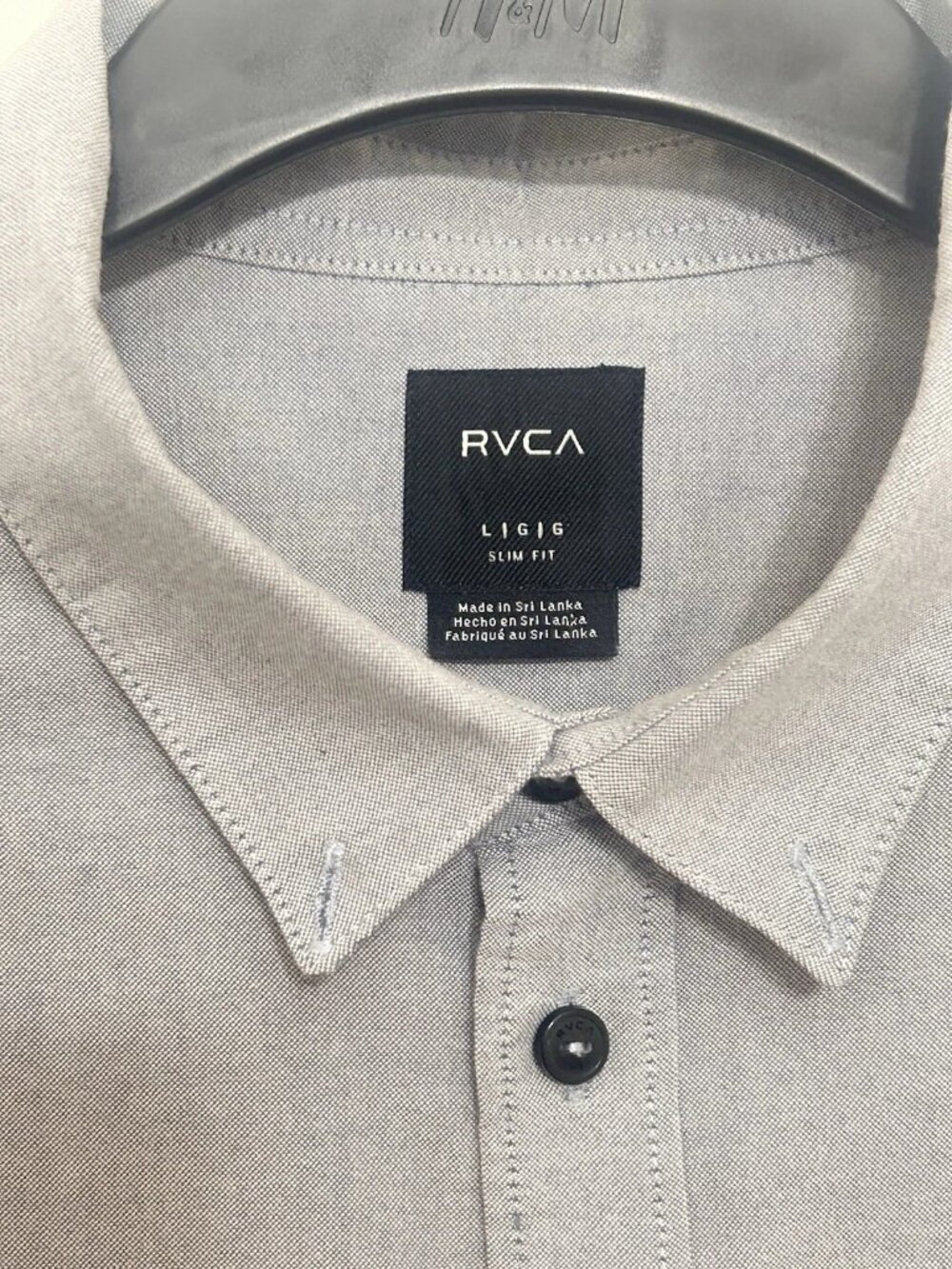 RVCA Shirt Mens Large Gray Long Sleeve Button Down Slim Fit Casual Surf Skate - Picture 2 of 9